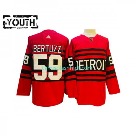Camiseta Detroit Red Wings Tyler Bertuzzi 59 Adidas 2022-2023 Reverse Retro Vermelho Authentic - Criança